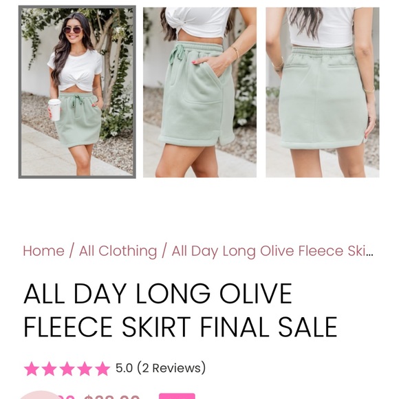 NEW with Tags. Pink Lily All Day Long Fleece Skirt. Size Medium - Picture 2 of 7